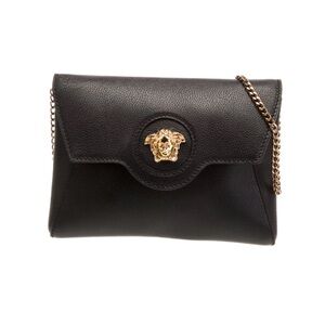 Versace Black and Gold Medusa Shoulder Bag